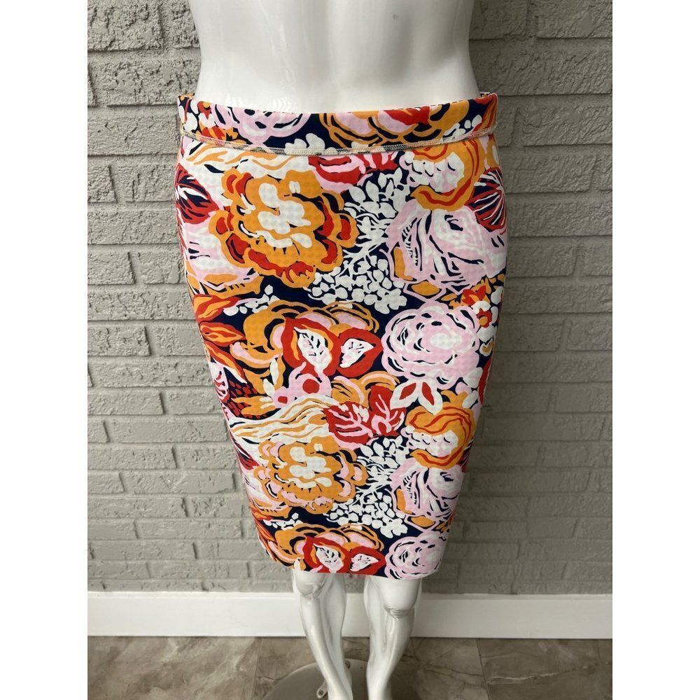 J. McLaughlin Hale Women Reversible Floral / Houndstooth Pencil Skirt Size M
